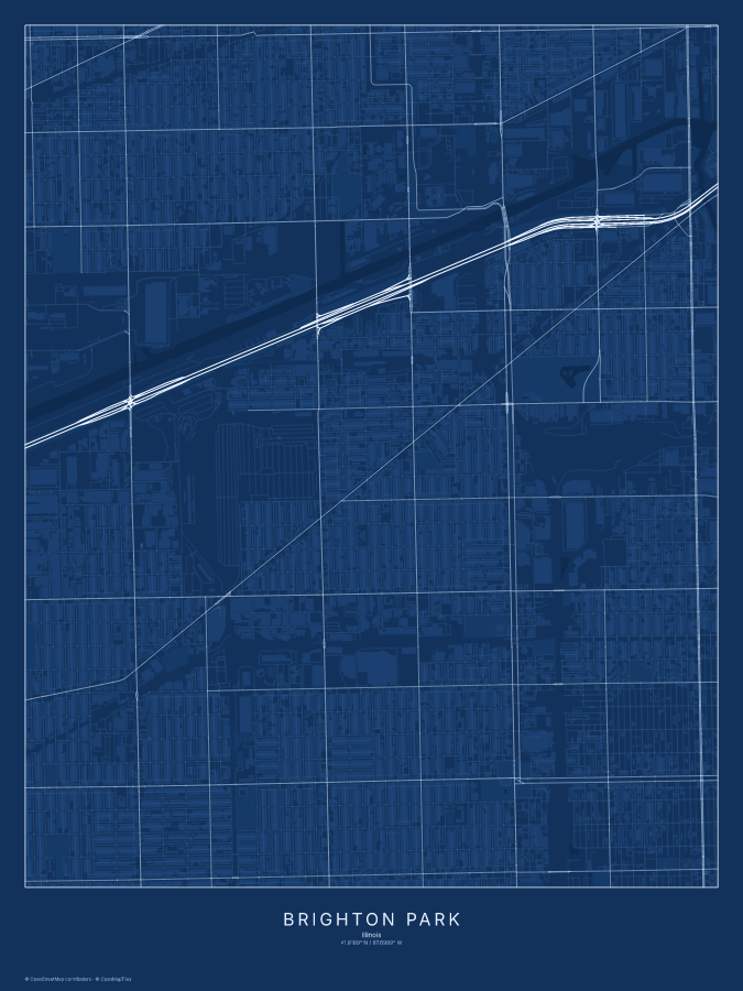 Brighton Park map poster, blueprint style