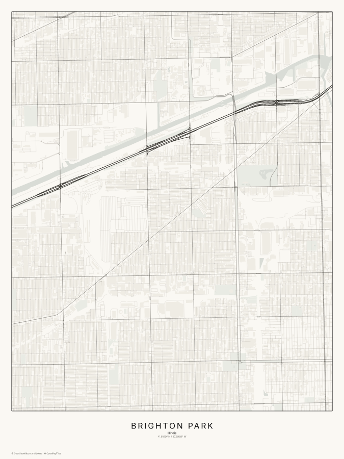 Brighton Park map poster, classic style
