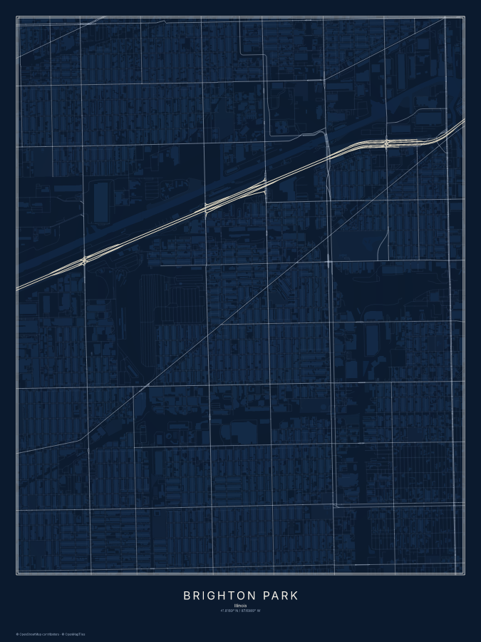 Brighton Park map poster, midnight style