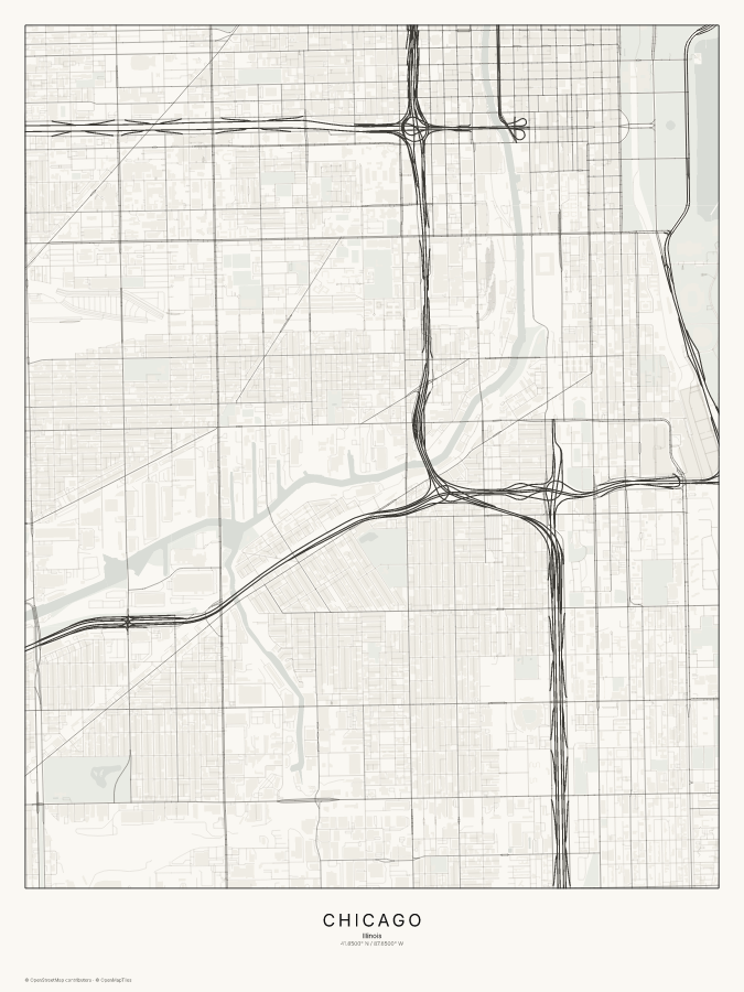Chicago map poster, classic style
