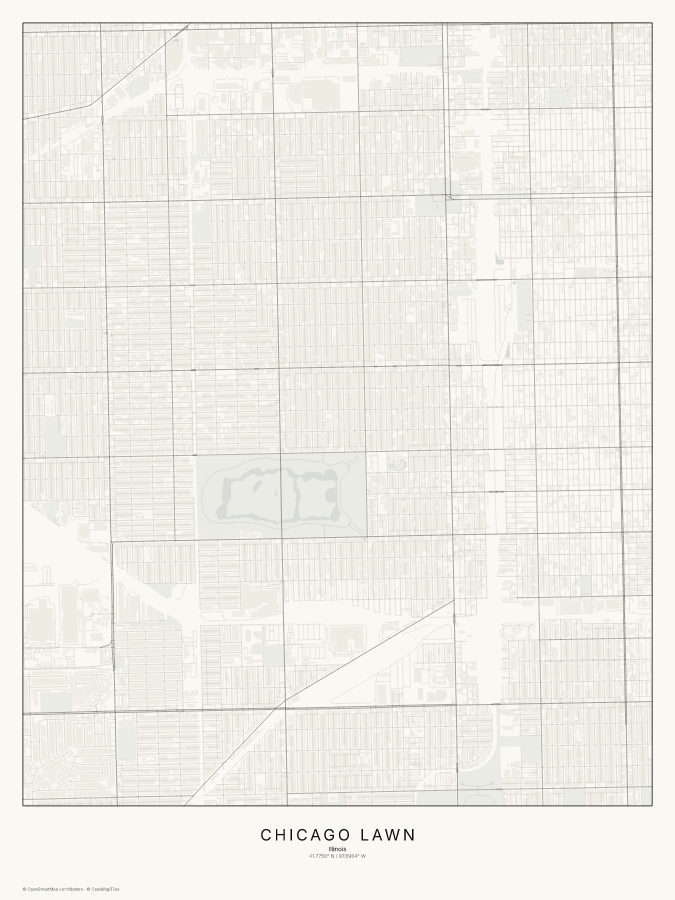 Chicago Lawn map poster, classic style