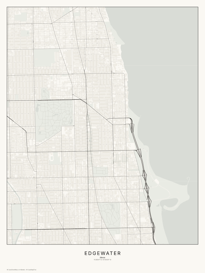Edgewater map poster, classic style