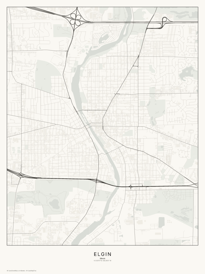 Elgin map poster, classic style