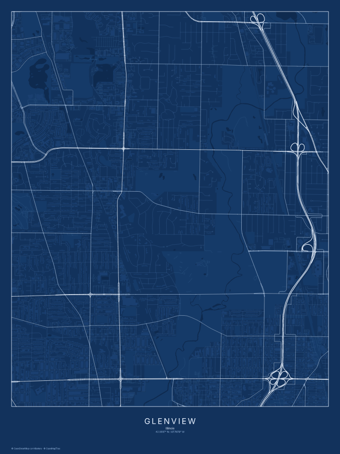 Glenview map poster, blueprint style