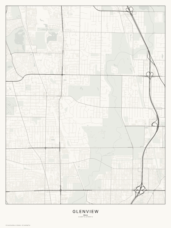 Glenview map poster, classic style
