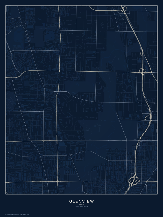 Glenview map poster, midnight style