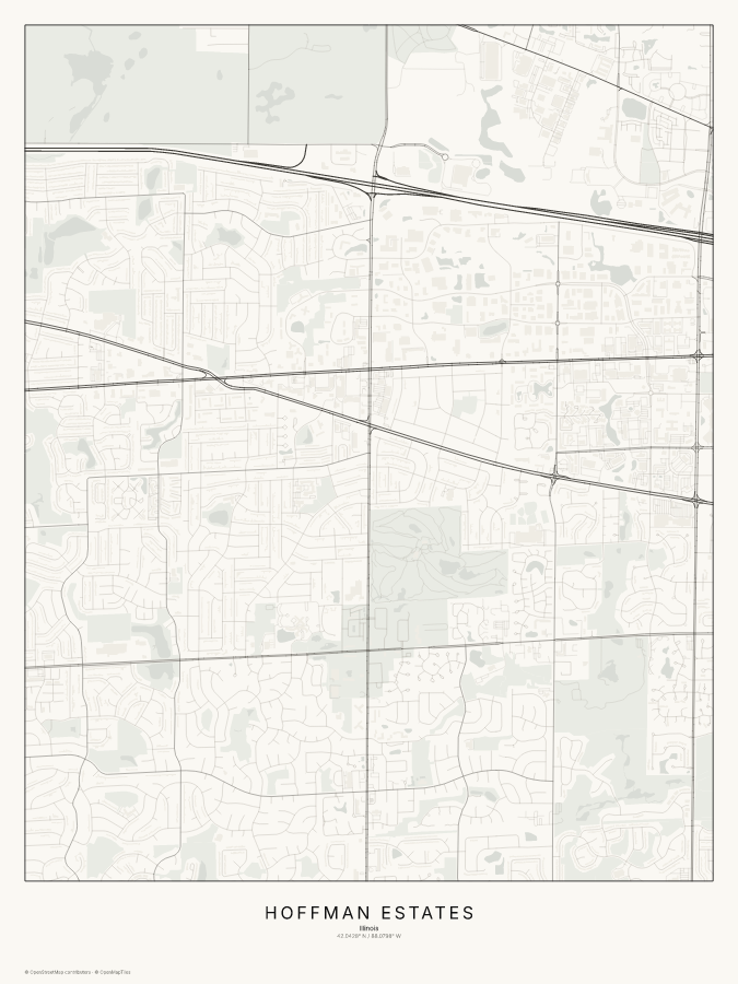 Hoffman Estates map poster, classic style