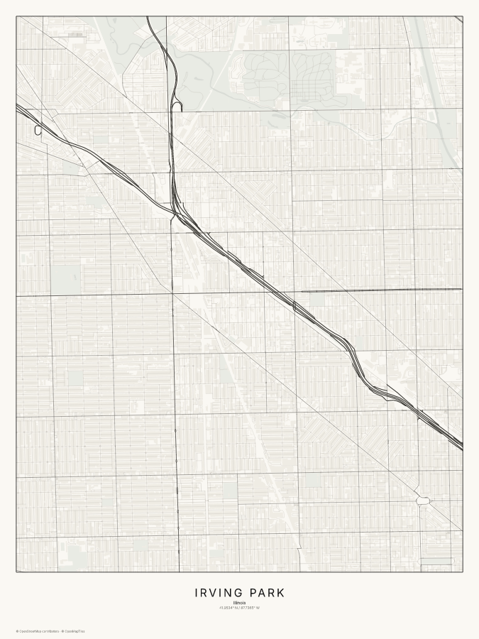 Irving Park map poster, classic style