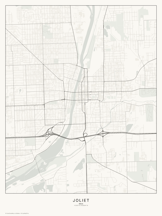 Joliet map poster, classic style
