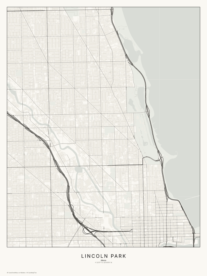 Lincoln Park map poster, classic style