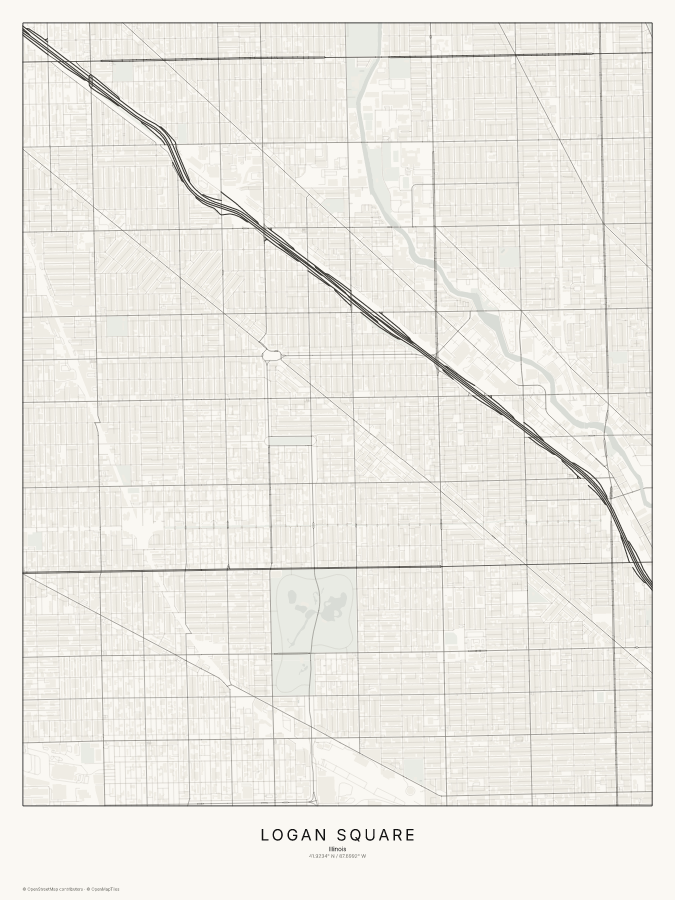 Logan Square map poster, classic style