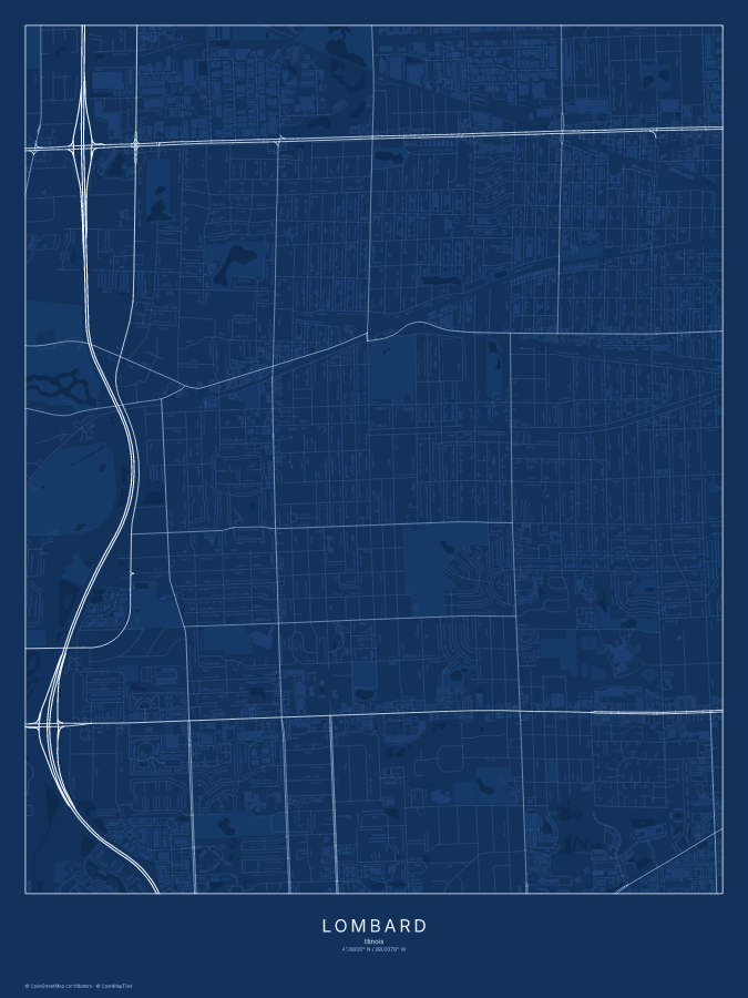 Lombard map poster, blueprint style