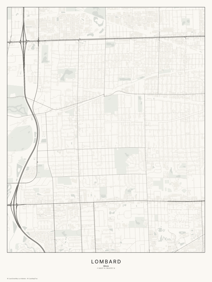 Lombard map poster, classic style