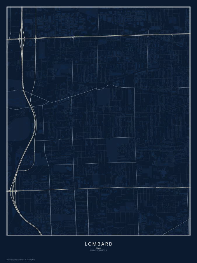Lombard map poster, midnight style