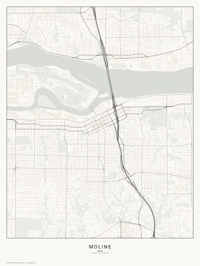 Moline map poster, classic style