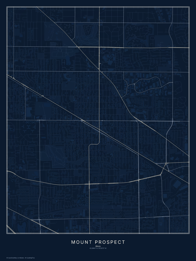 Mount Prospect map poster, midnight style