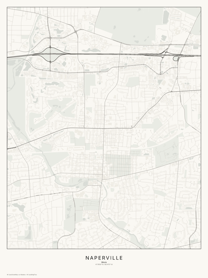 Naperville map poster, classic style