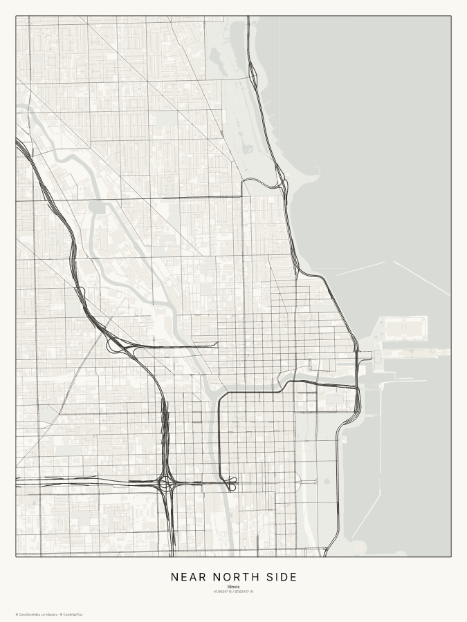 Near North Side map poster, classic style