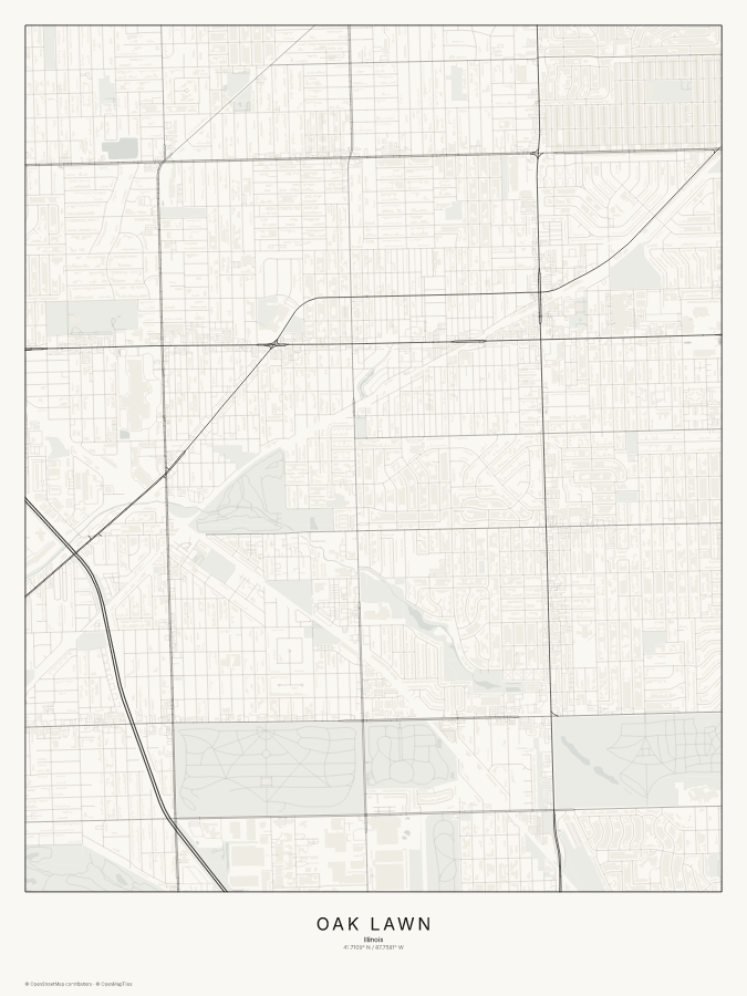 Oak Lawn map poster, classic style