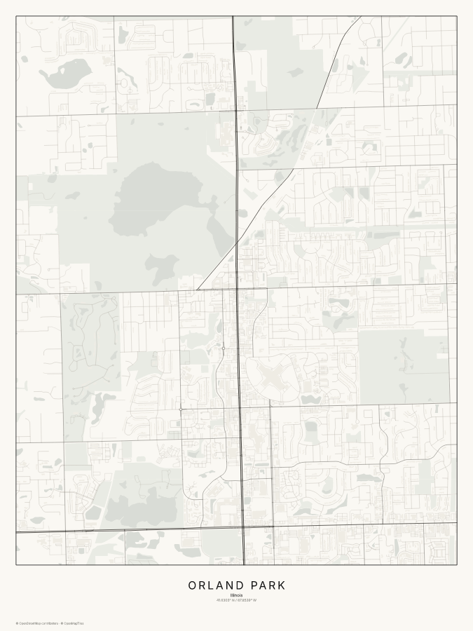 Orland Park map poster, classic style