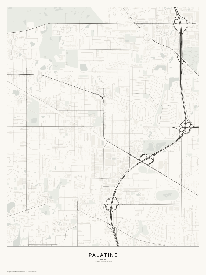 Palatine map poster, classic style