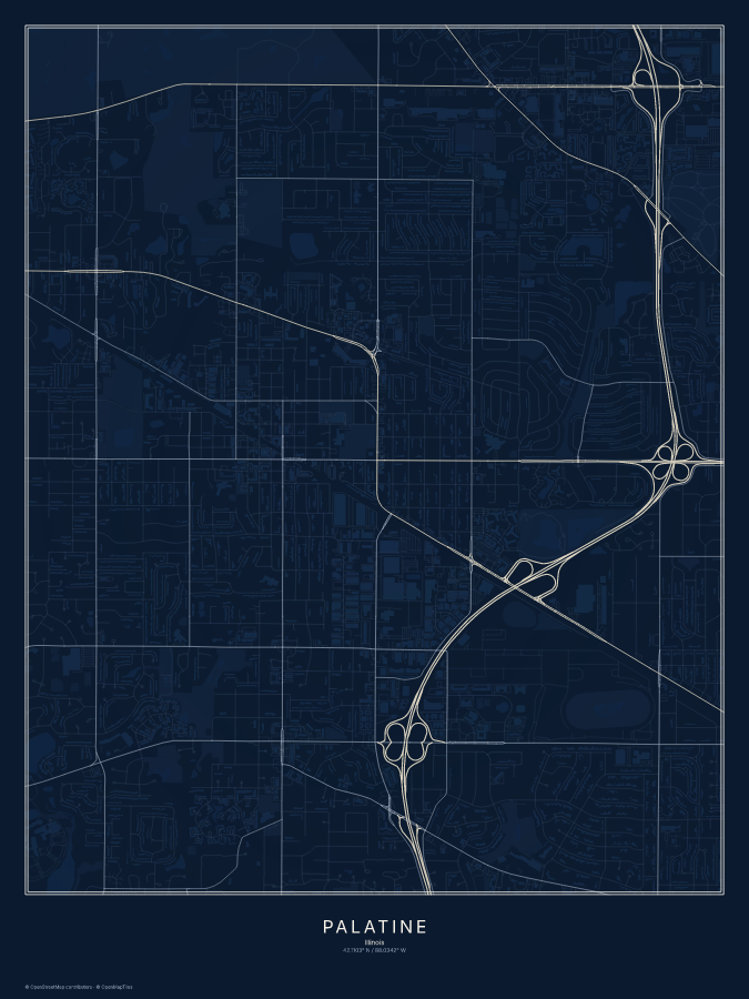 Palatine map poster, midnight style