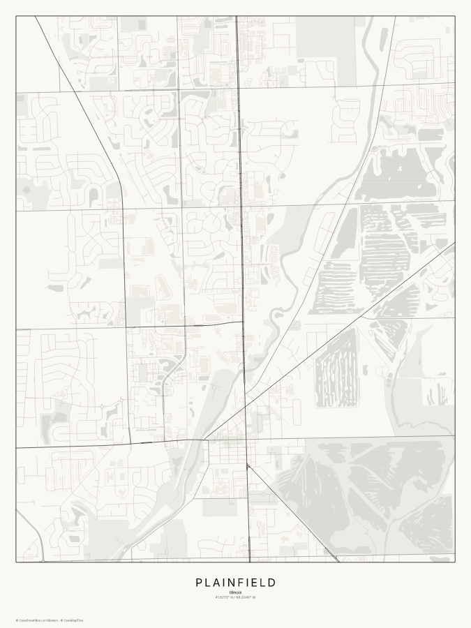 Plainfield map poster, classic style