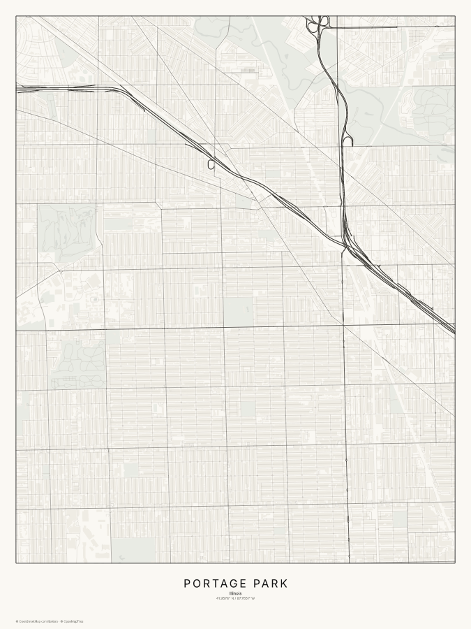 Portage Park map poster, classic style
