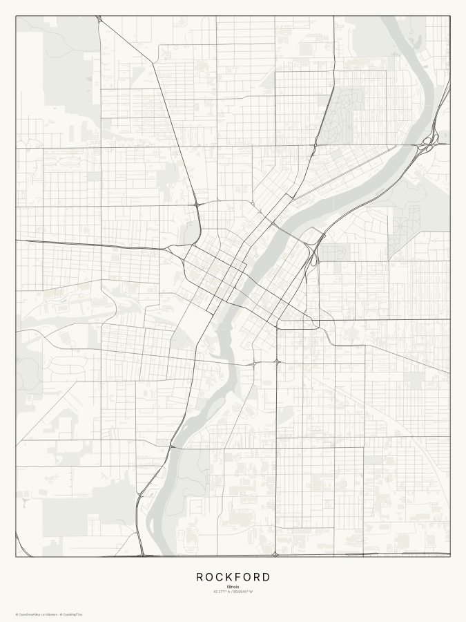 Rockford map poster, classic style