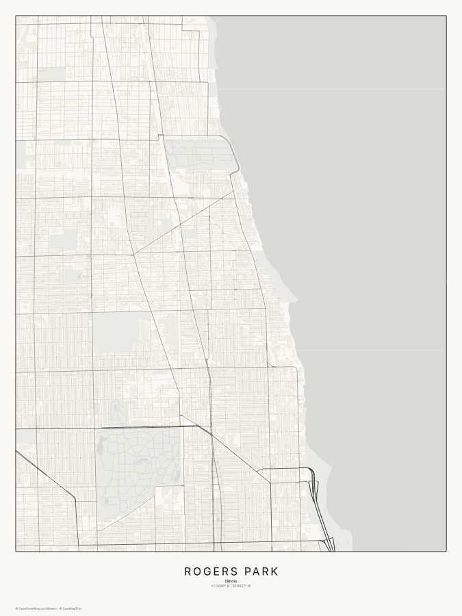 Rogers Park map poster, classic style