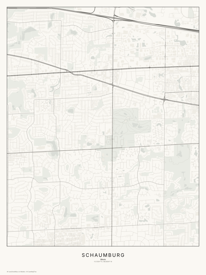 Schaumburg map poster, classic style