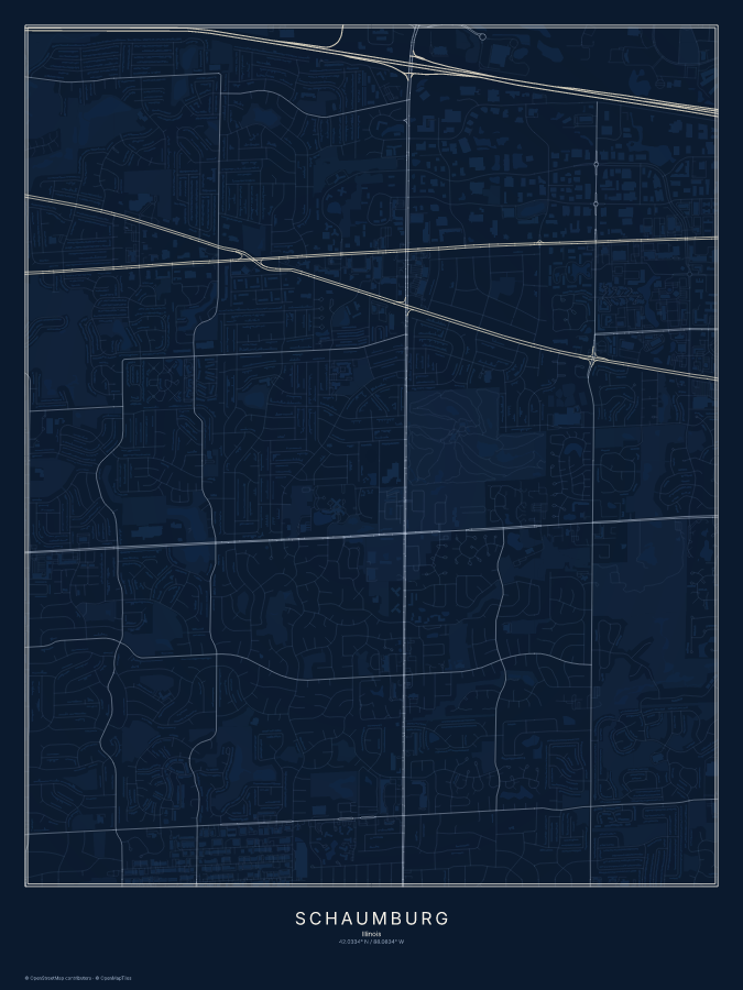 Schaumburg map poster, midnight style