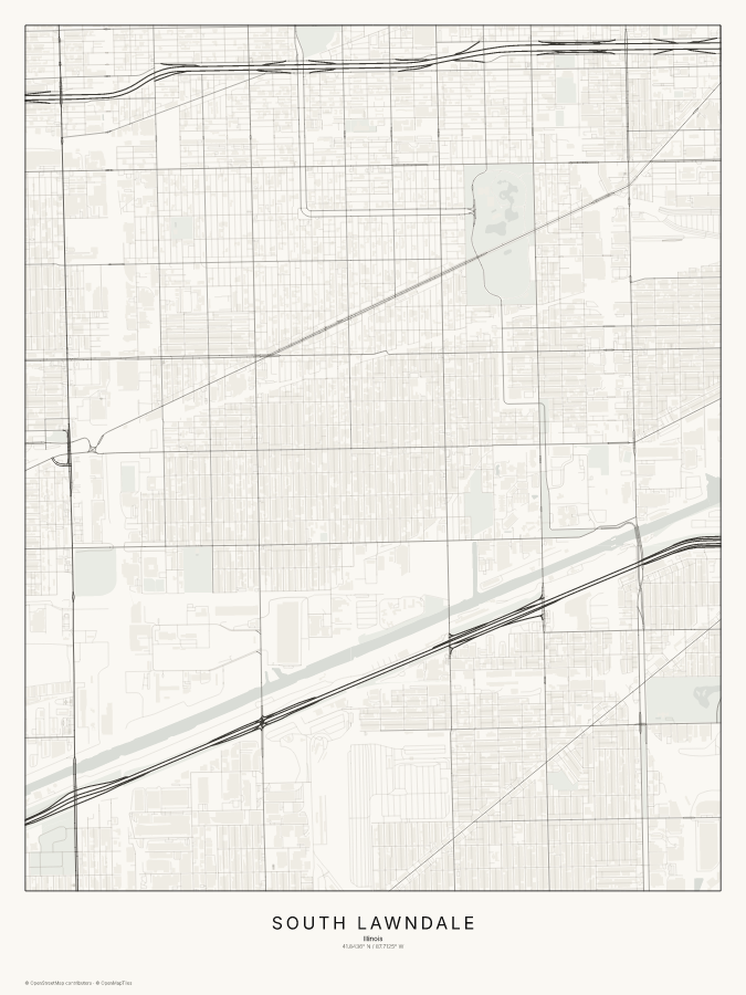 South Lawndale map poster, classic style