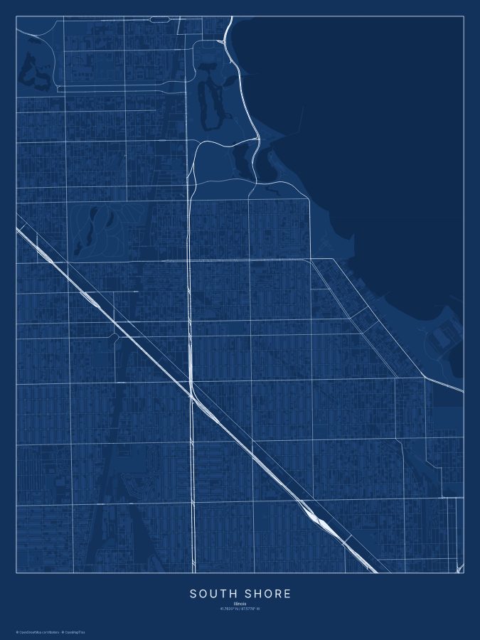 South Shore map poster, blueprint style