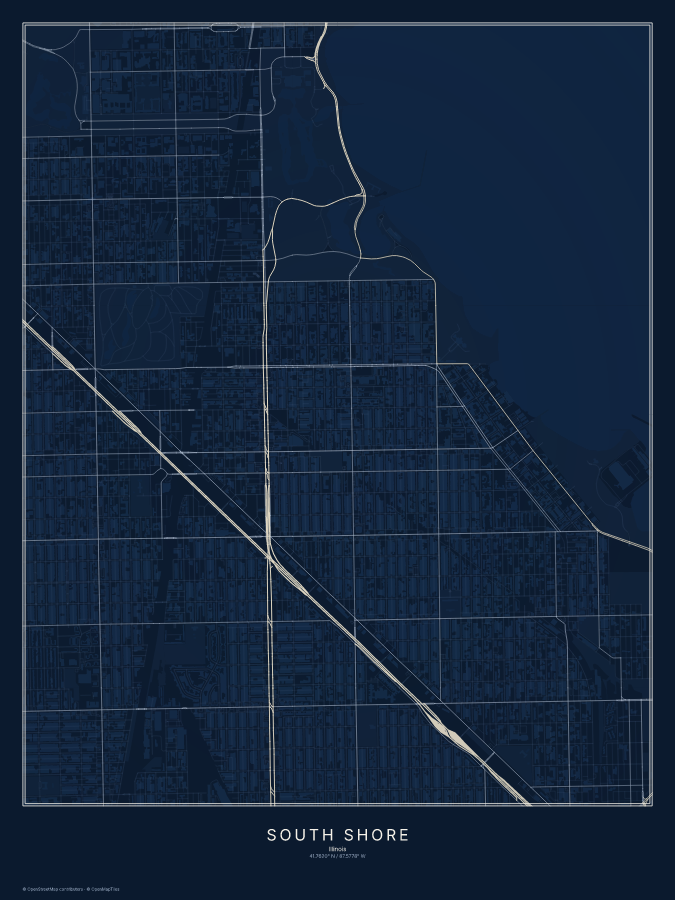 South Shore map poster, midnight style