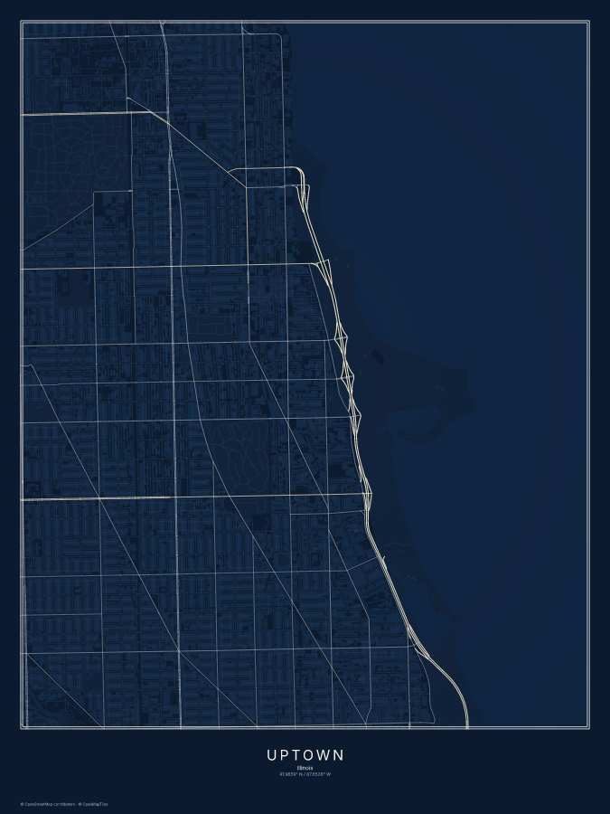 Uptown map poster, midnight style