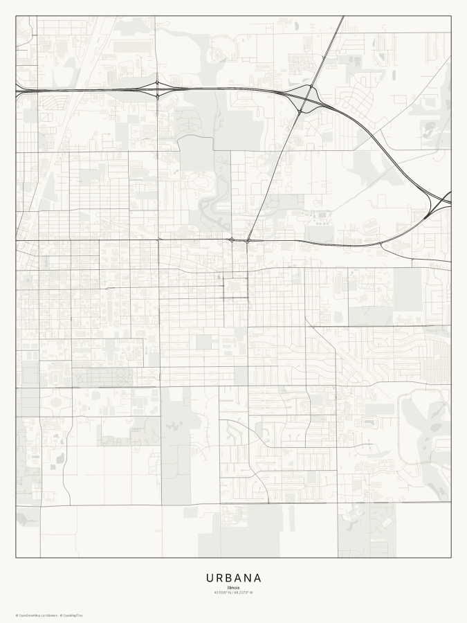 Urbana map poster, classic style