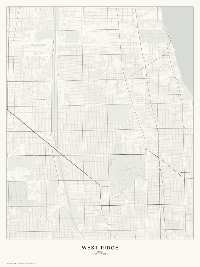 West Ridge map poster, classic style