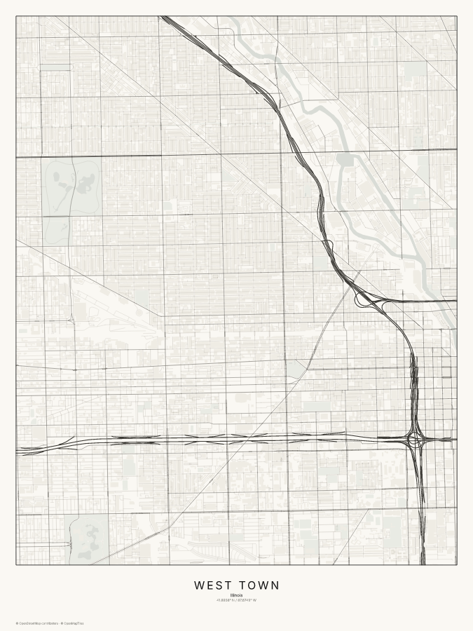 West Town map poster, classic style