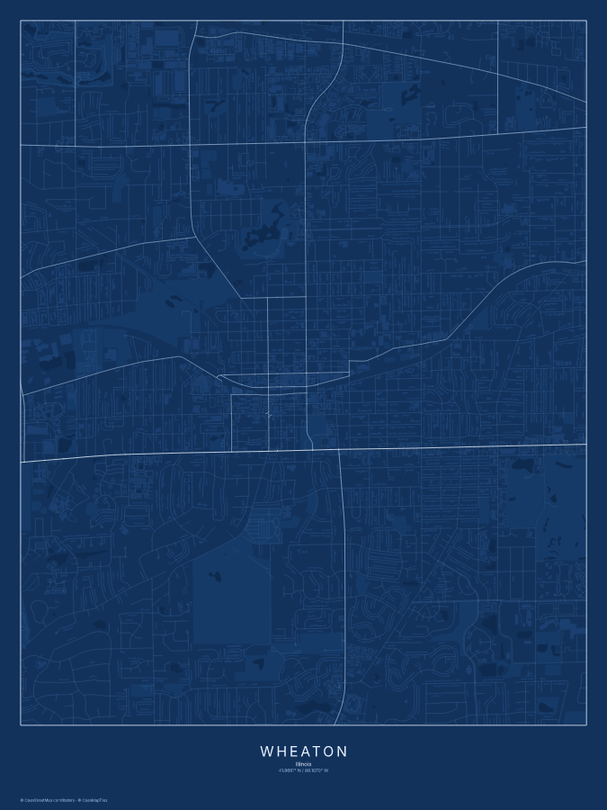 Wheaton map poster, blueprint style