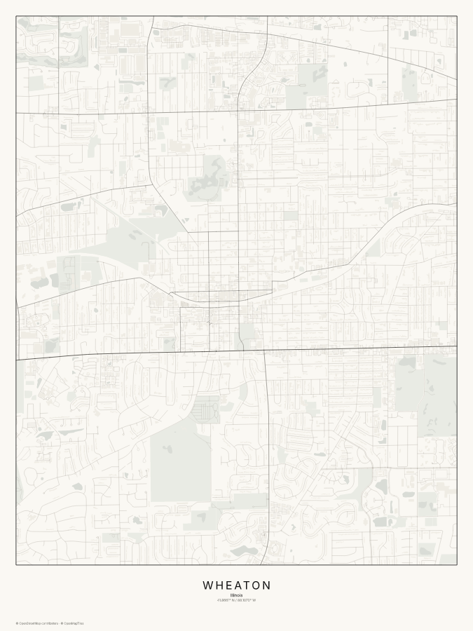 Wheaton map poster, classic style