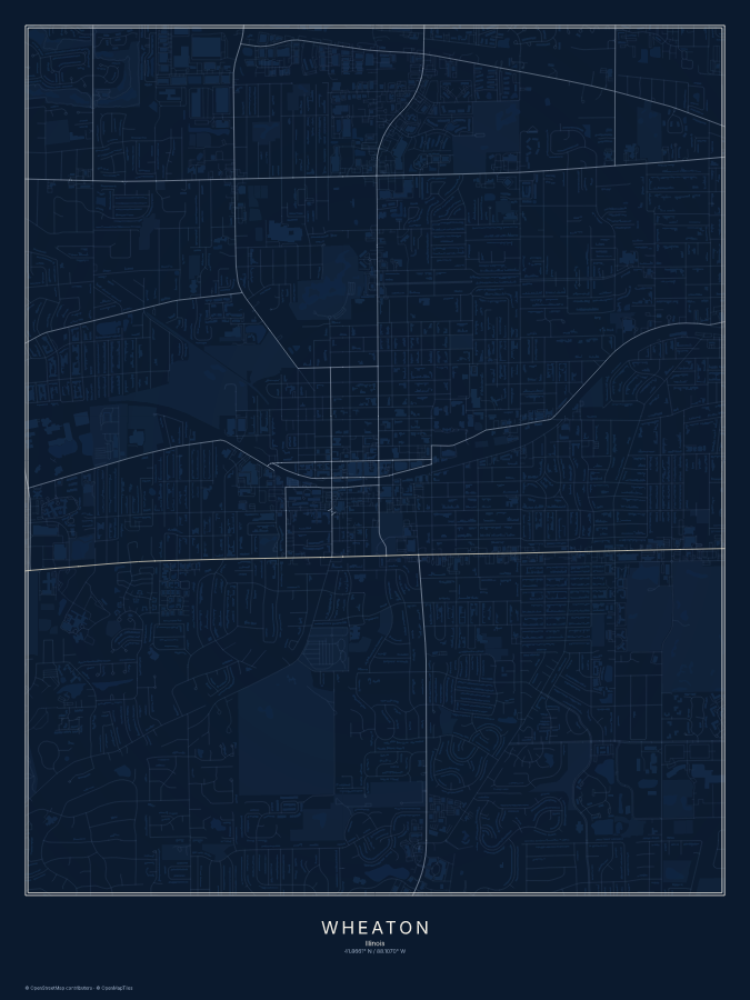 Wheaton map poster, midnight style