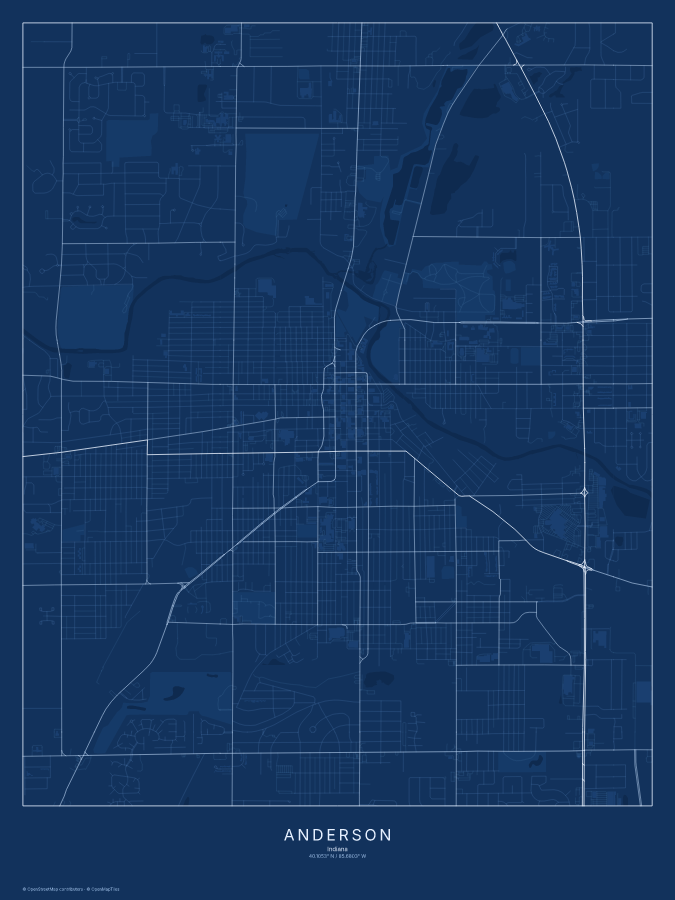 Anderson map poster, blueprint style