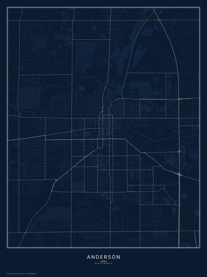 Anderson map poster, midnight style
