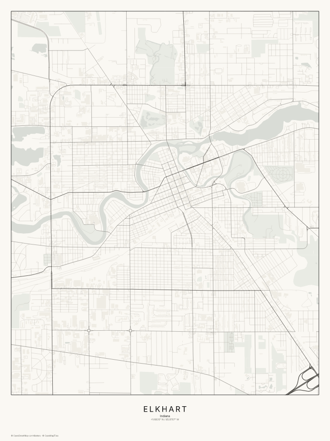 Elkhart map poster, classic style