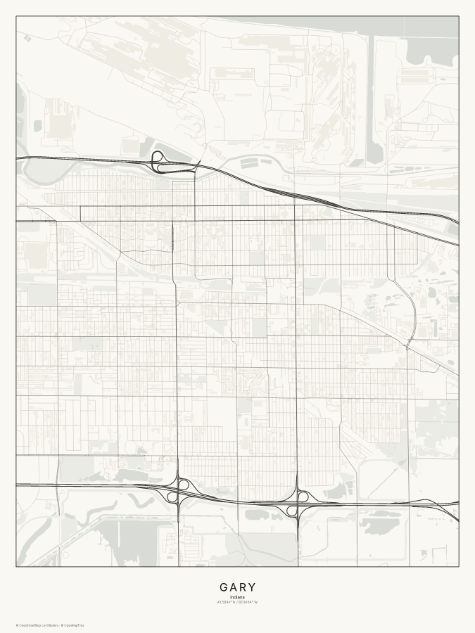Gary map poster, classic style