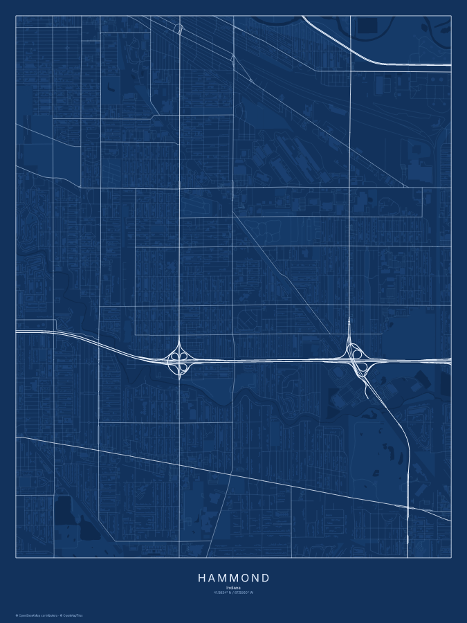 Hammond map poster, blueprint style