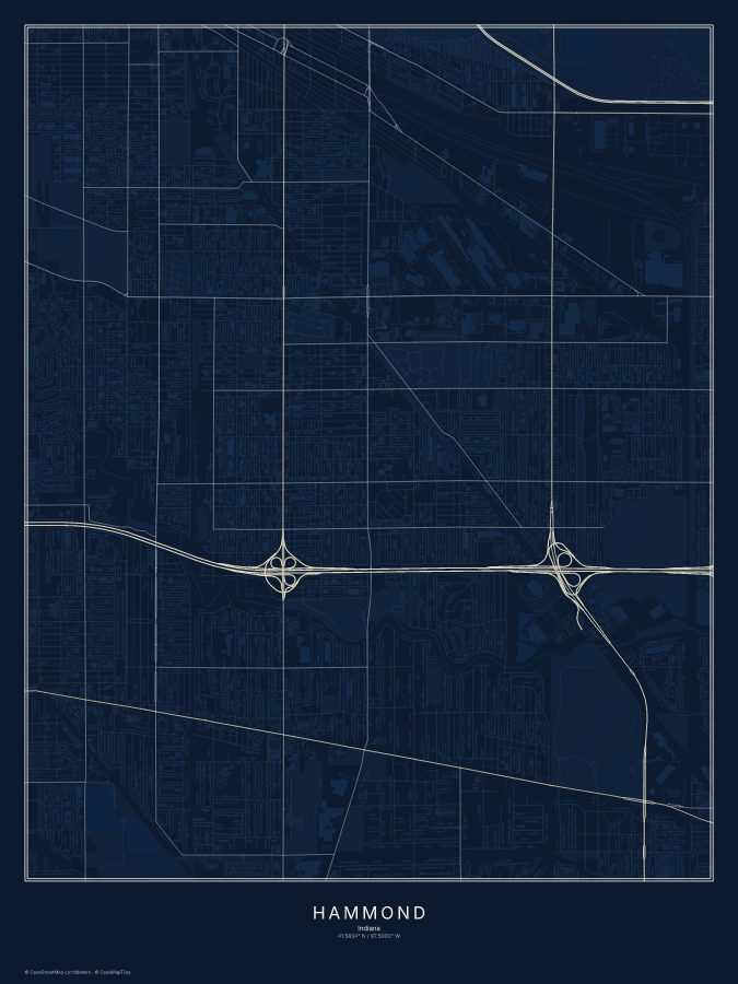 Hammond map poster, midnight style