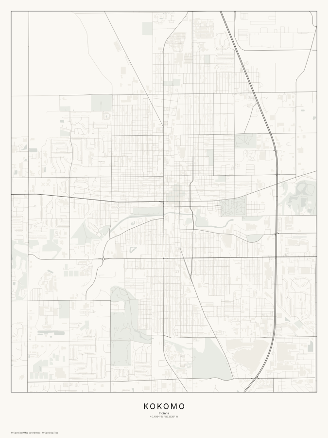 Kokomo map poster, classic style