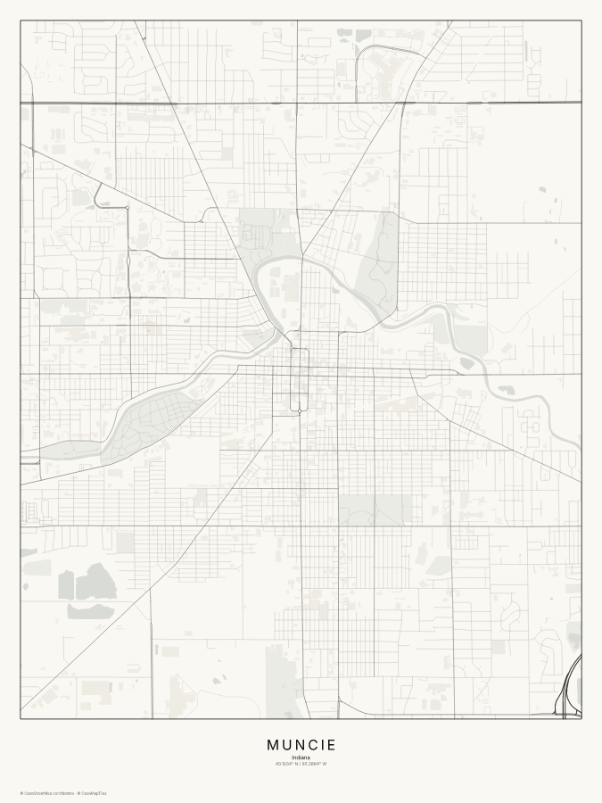 Muncie map poster, classic style